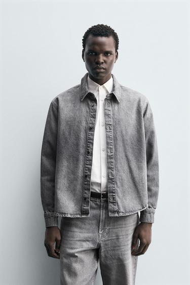 CAMISA DENIM RENTADA - Gris de Zara