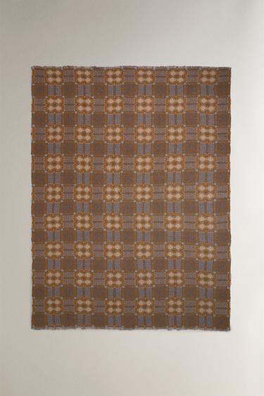 Zara GEOMETRIC DESIGN BLANKET - Brown - Image 0