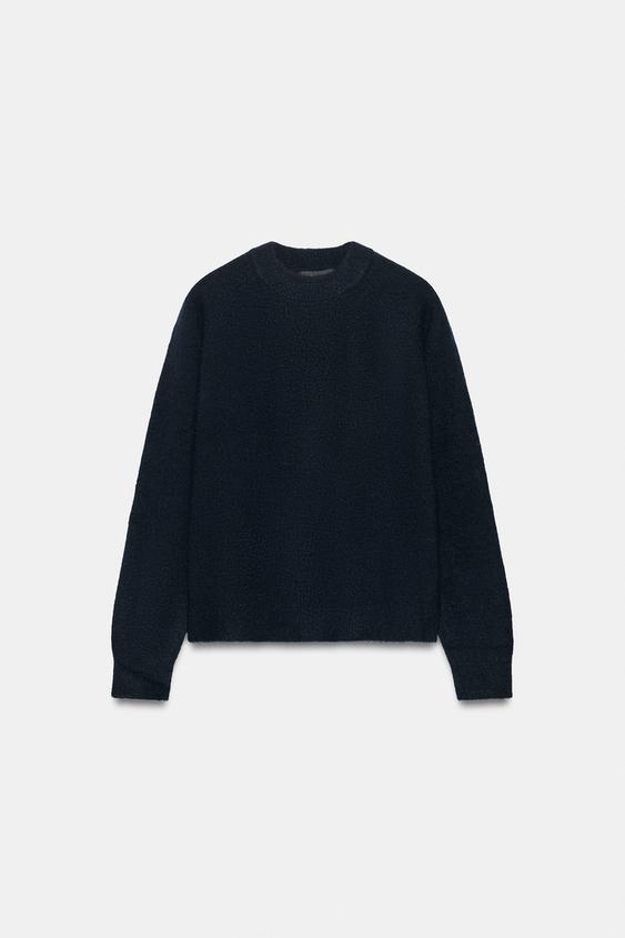 WOOL BLEND AND ALPACA JUMPER - Navy blue by Zara - Image 1