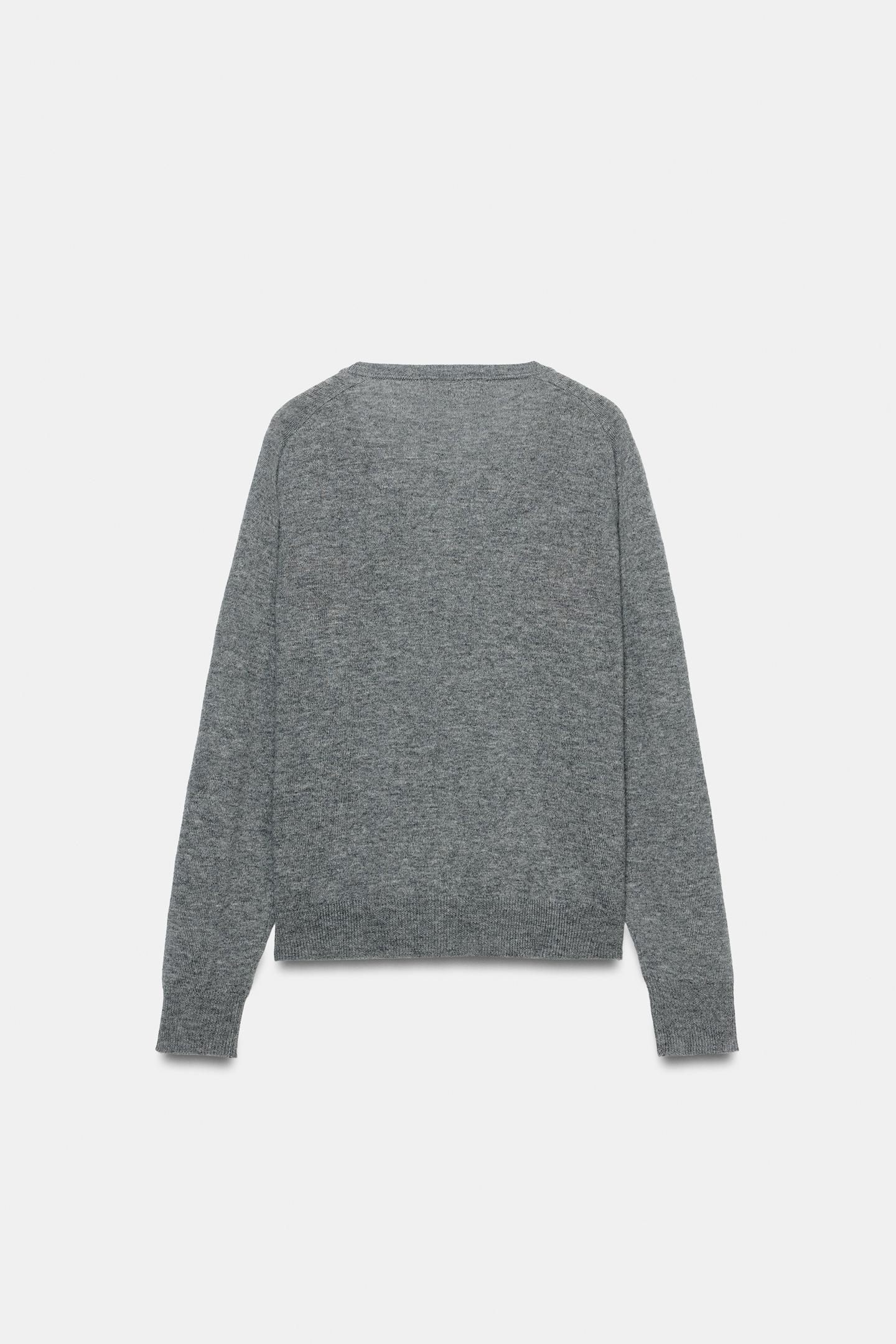 Женский свитер Zara Diamond Pattern Wool, цвет: Серый — фото 3