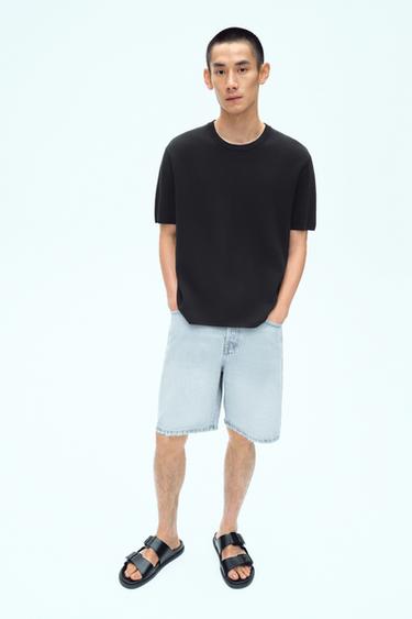 Zara RELAXED FIT 休閒版針織 T 恤 - 黑色