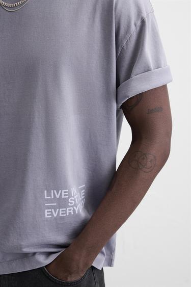 COMBINED PRINT T-SHIRT - Purple by Zara - Image 4