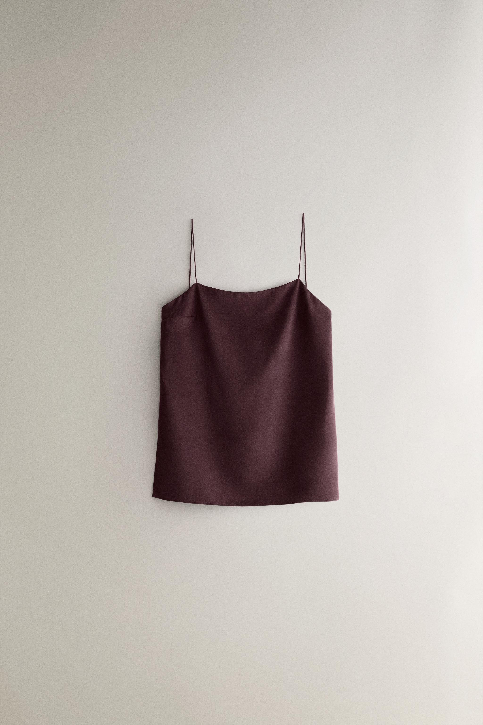 STRAPPY MULBERRY SILK TOP — Burgundy
