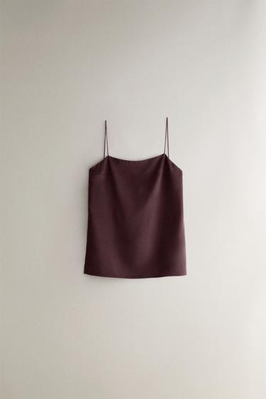 TOP MIT TRÄGERN AUS MAULBEERSEIDE - Burgundrot von Zara - Bild 0