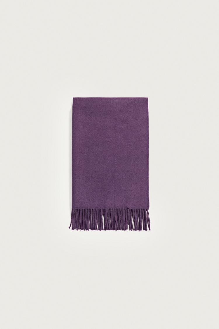 FRINGED SCARF — Purple