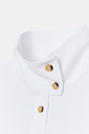 POPLIN SHIRT WITH PUFFBALL HEM - White by Zara - Image 8