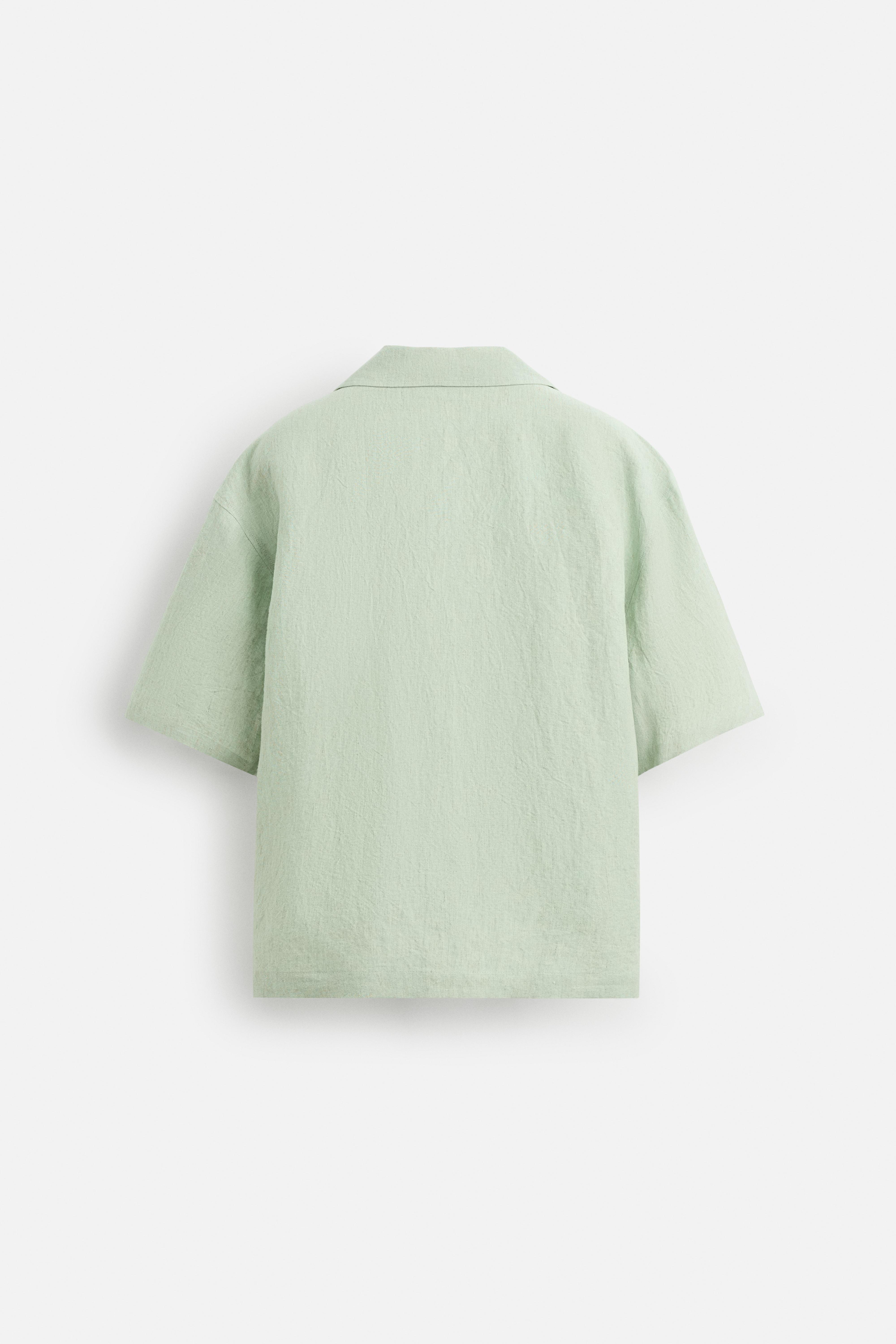 ★ドイツ発*ZARA*新作*ビスコースリネン長袖Tシャツ/TURQUOISE★ ビスコース - リネン Tシャツ - フクシア | ZARA Japan / 日本