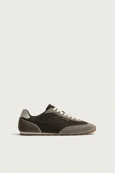 Zara RETRO-STYLE SNEAKERS - Khaki Green - Image 0