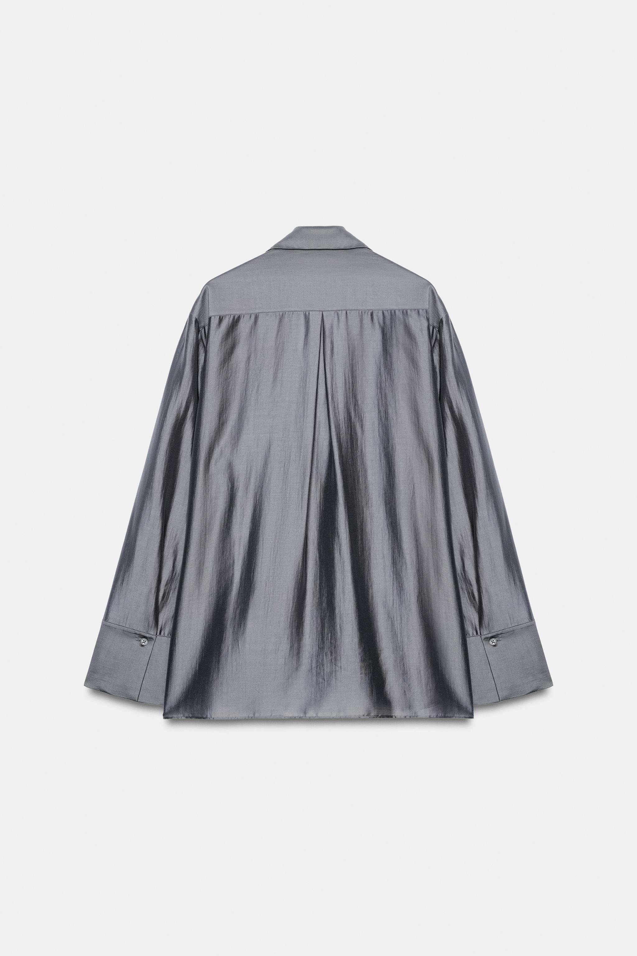 Zara ZW COLLECTION FİYONKLU DÖKÜMLÜ GÖMLEK görsel 8