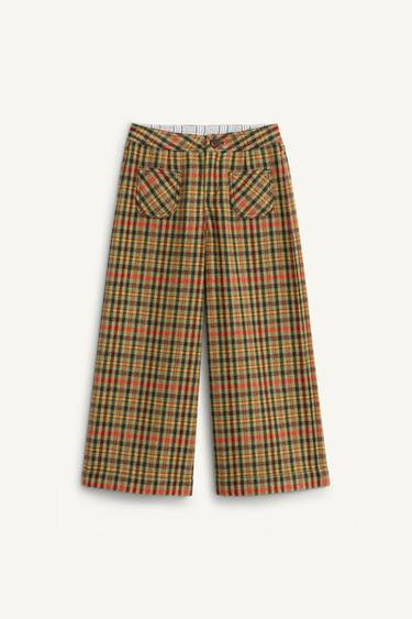 بنطلون مربعات مع صوف إصدار محدود - برتقالي-أخضر الخاص بـ Zara
