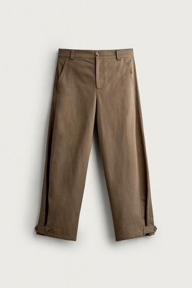Zara BALLOON FIT PANTS WITH TABS - Mink