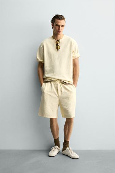 TEXTURED RELAXED FIT T-SHIRT - Butter by Zara