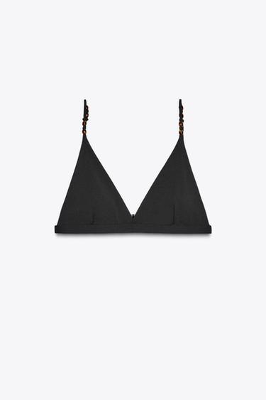 BIKINI-TOP MIT KNOTEN UND KUGELN - Schwarz von Zara