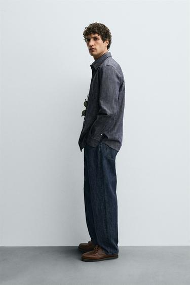 REGULAR FIT BUTTON-DOWN SHIRT - Dark indigo by Zara - Image 3