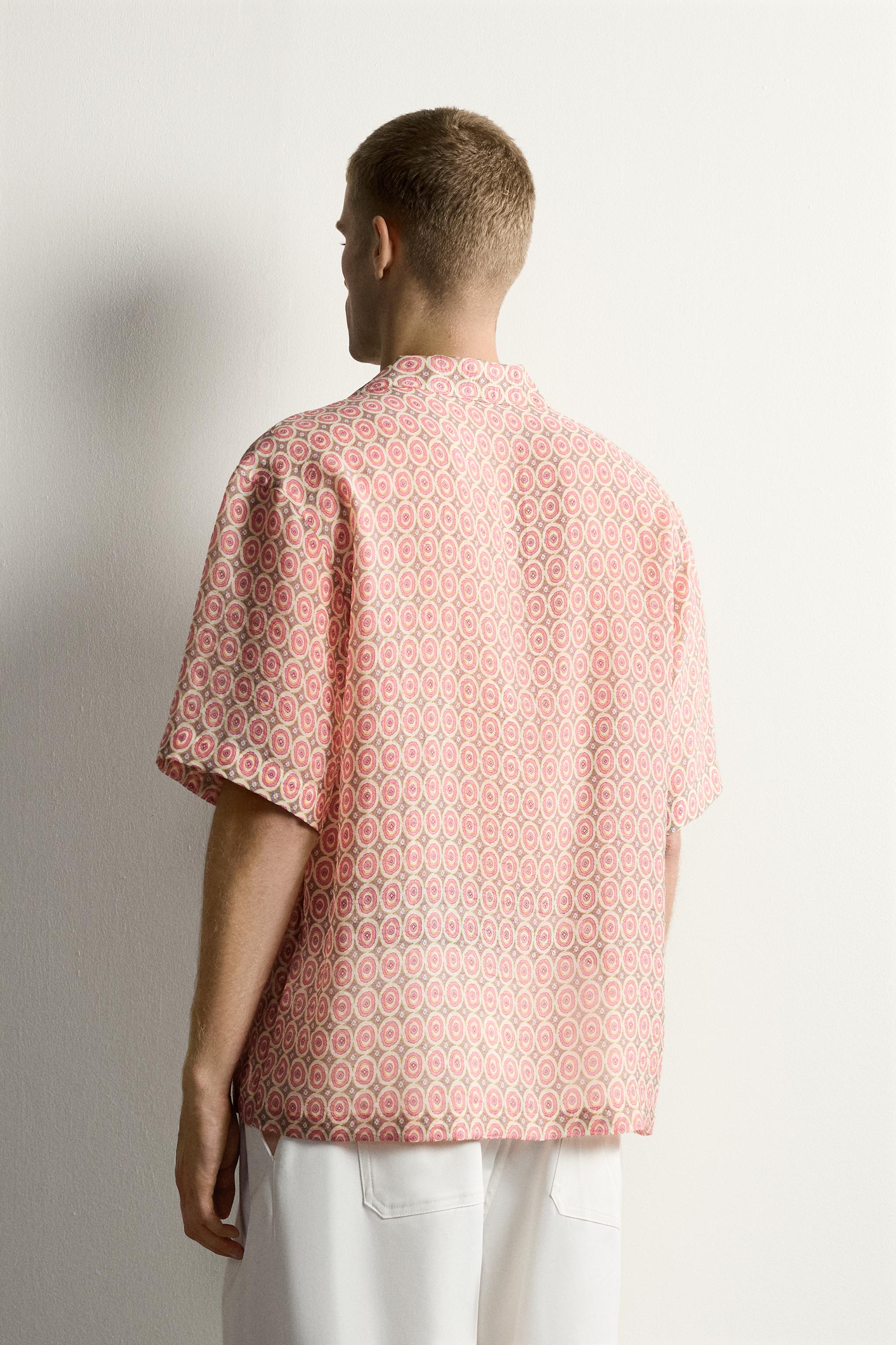 Мужские рубашки Zara GEOMETRIC PRINT FLOWY SHIRT — фото 3