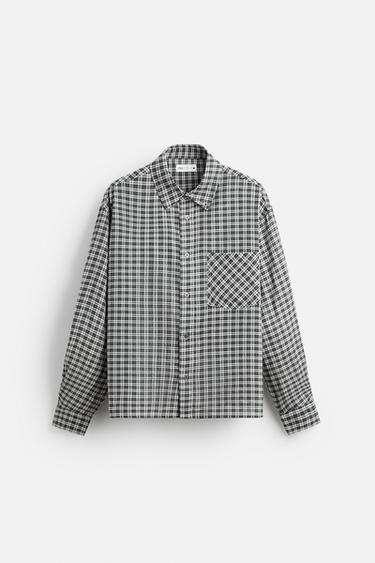 PLAID SHIRT WITH POCKET - Black / White by Zara