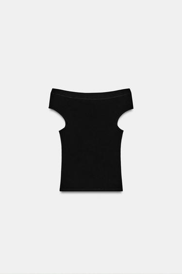 T-SHIRT COL BATEAU - Noir de Zara - Image 7