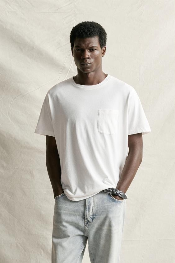 T-SHIRT RELAXED FIT LÉGER - Blanc de Zara - Image 1