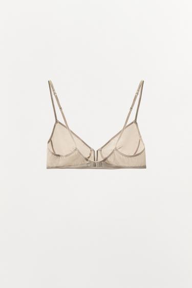 SILK BRALETTE WITH METAL DETAIL - Beige by Zara - Image 1