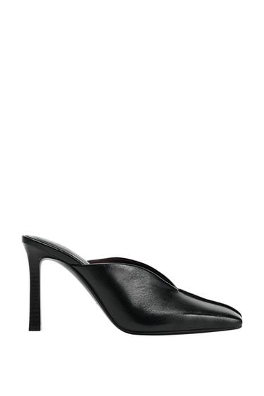 LEATHER MULE HEELED SHOES - Black by Zara