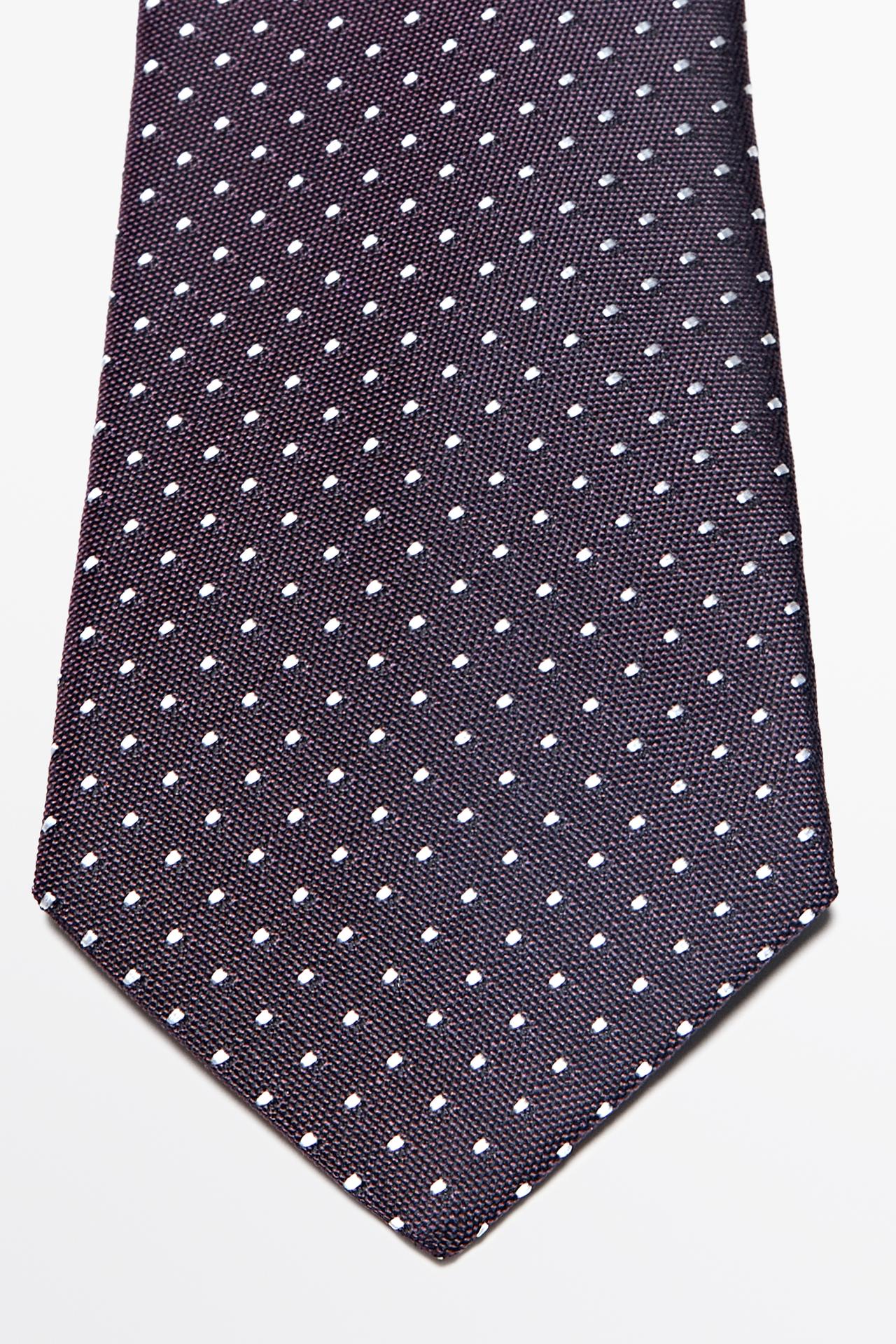 100% silk polka dot tie — white