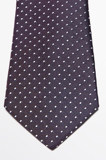 100% silk polka dot tie — white 2