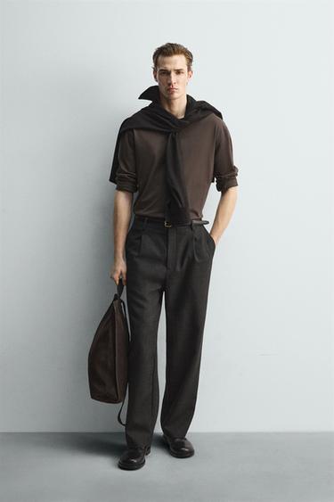 LIMITED EDITION MERCERISED LONG SLEEVE T-SHIRT - Brown by Zara