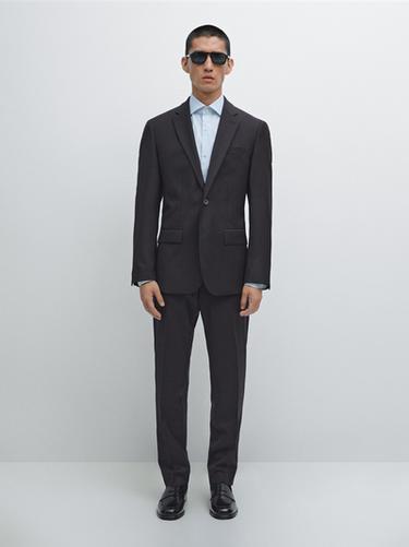 Veste de costume 100 % laine - Bleu marine de Zara
