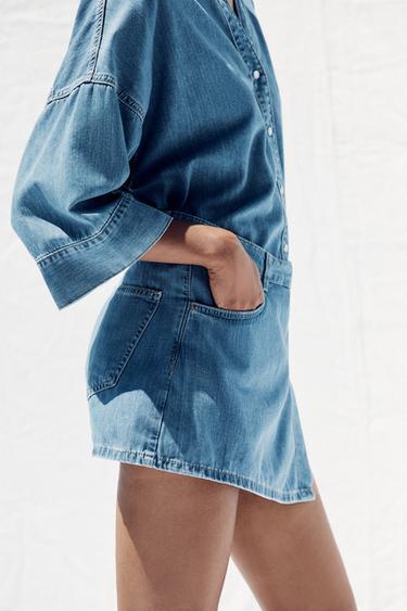 JUPE-CULOTTE Z1975 CROISÉE EN JEAN - Bleu moyen de Zara - Image 3
