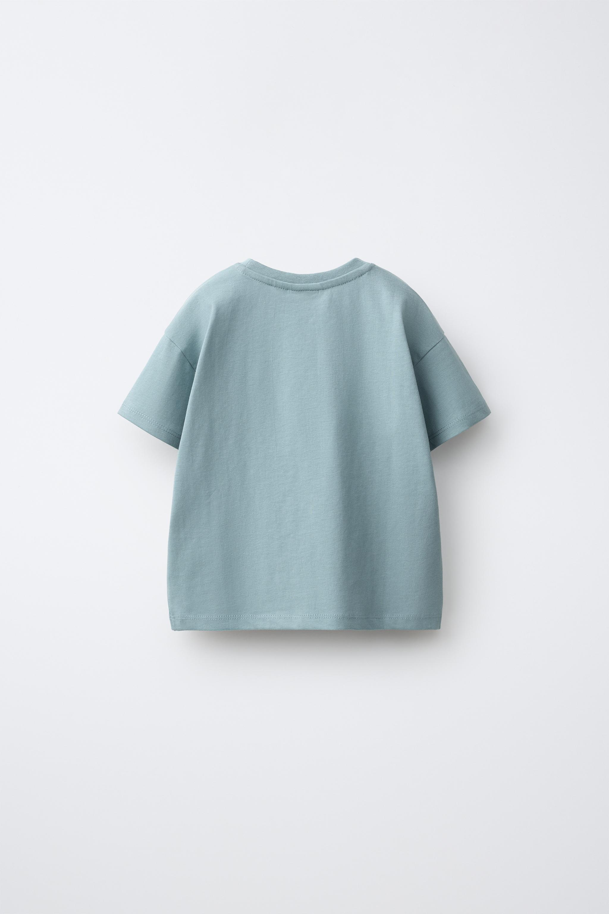 EMBROIDERED HEART PLAIN T-SHIRT — Bluish