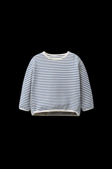 STRIPED T-SHIRT - Ecru / Blue by Zara - Image 0