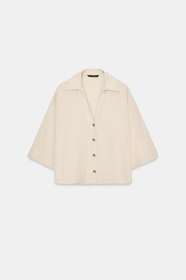 CAMISA MANGA CORTA - Arena claro de Zara - Imagen 0