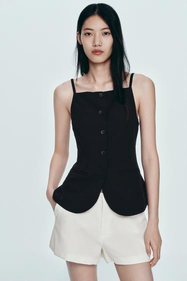 Zara 綴鈕扣背心上衣 - 黑色