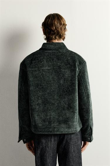 FLOCKED RELIEF EFFECT JACKET — Dark green 2