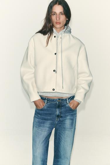 BLOUSON BOMBER SOFT BOUTONS DORÉS - Écru de Zara - Image 1