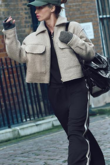 BOUCLÉ JACKET WITH PATCH POCKETS - Beige by Zara - Image 2