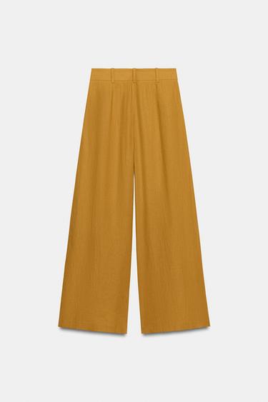PANTALON LARGE AVEC LIN - Curry de Zara - Image 8