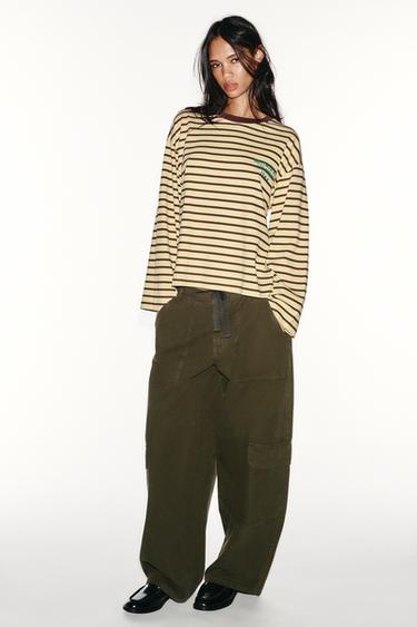 STRIPED TEXT T-SHIRT — Yellow 2