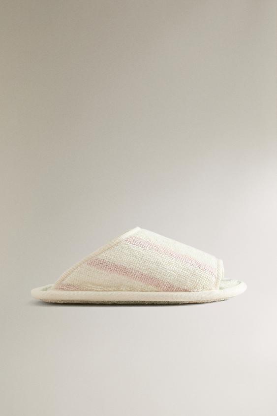 Детские тапочки Zara Striped Terry Bath Slippers, цвет: Розовый