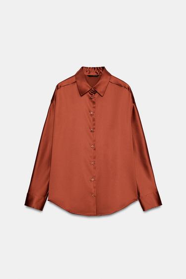 CAMISA ACETINADA - Terracota da Zara