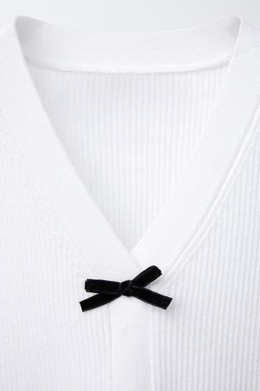 KNIT VEST WITH BOWS - Ecru by Zara - Image 2