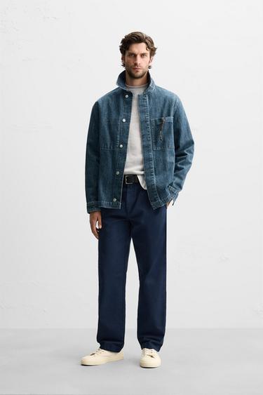 TEXTURED COTTON TROUSERS - Navy blue by Zara - Image 0