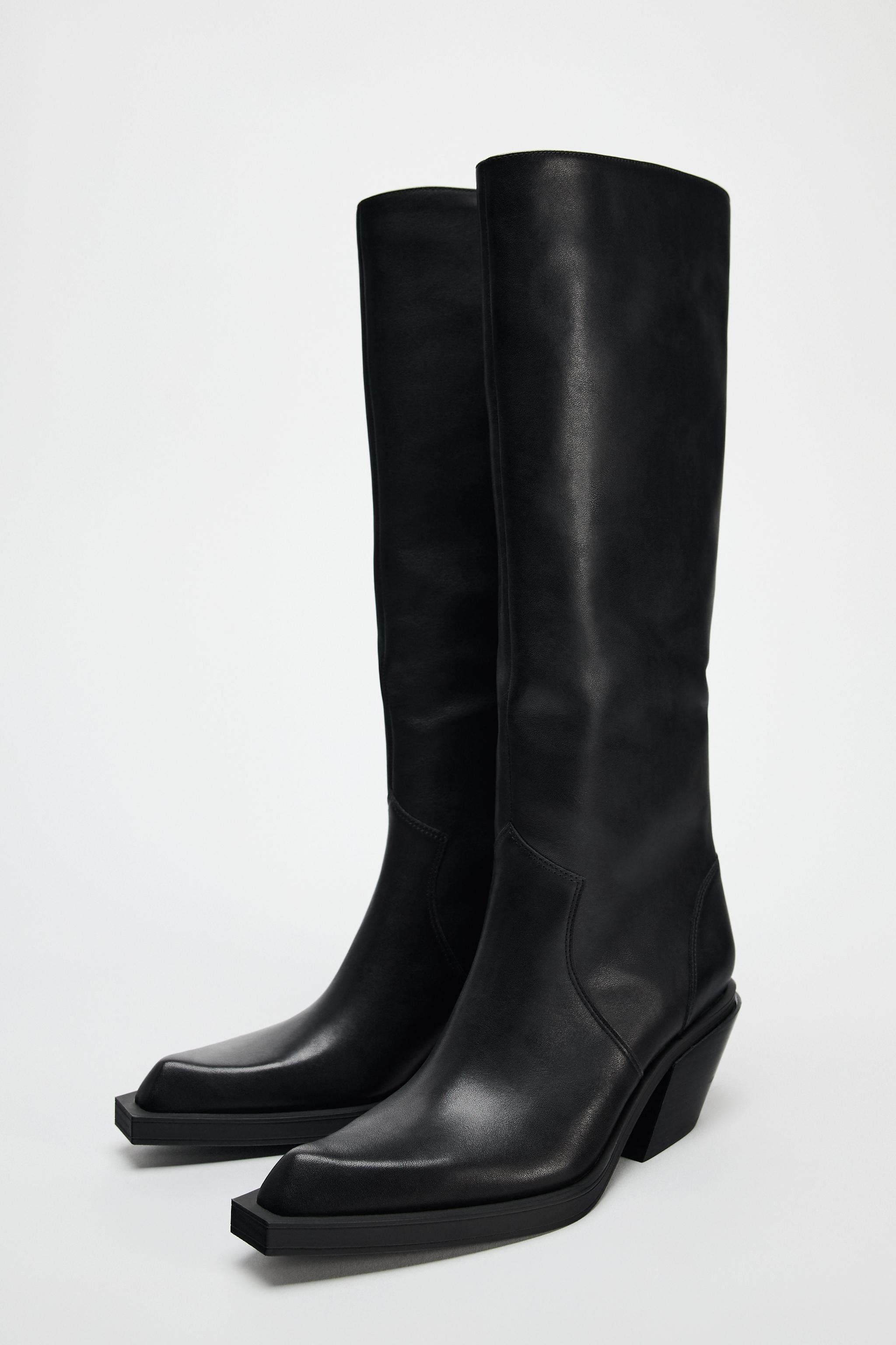 LEATHER HEELED COWBOY BOOTS - Black | ZARA United States LEATHER HEELED COWBOY BOOTS - Black | ZARA United States