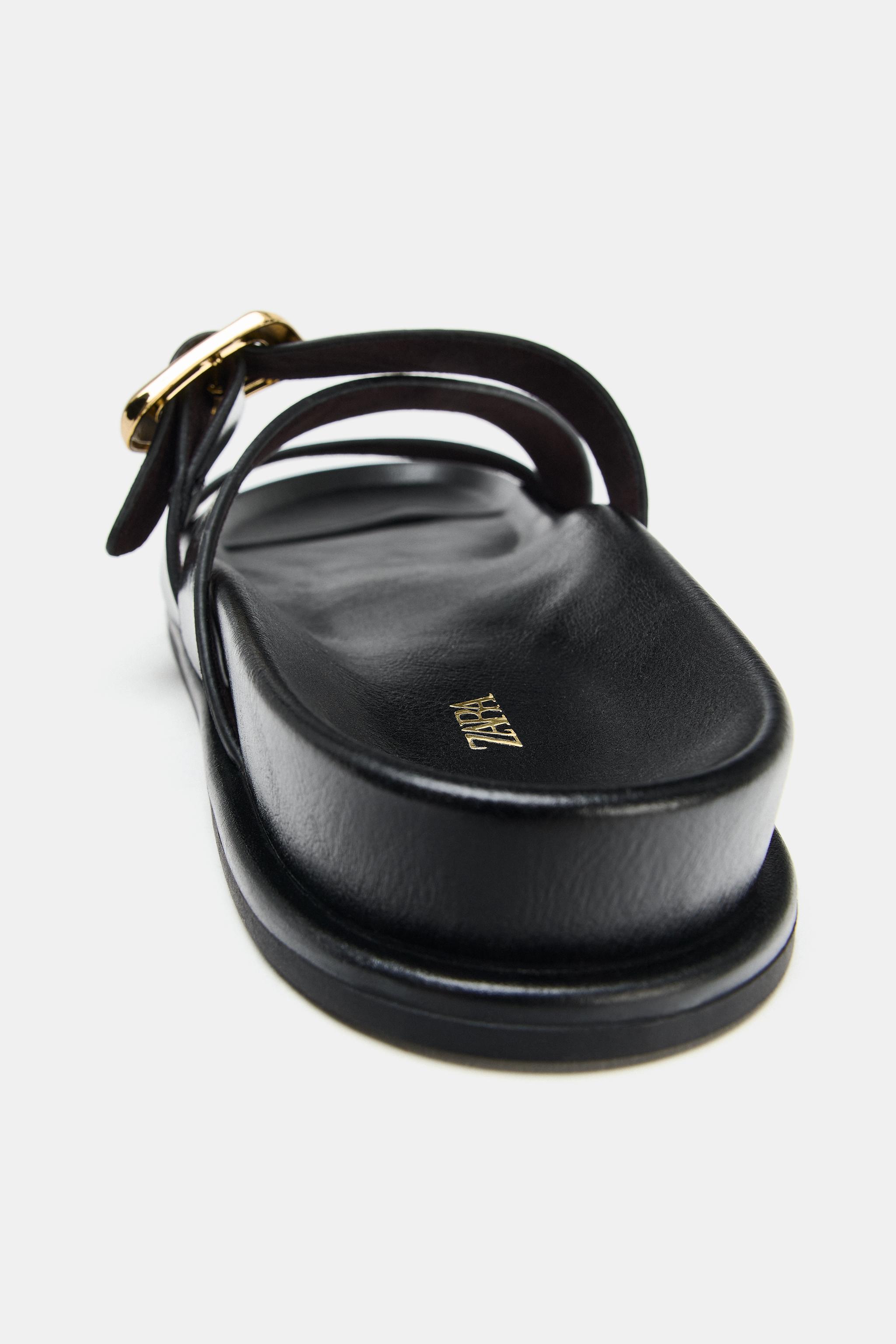 バックル フラットサンダル - ブラック | ZARA Japan / 日本