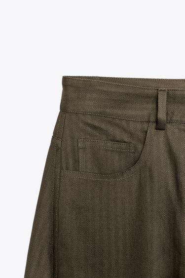 PANTALON LARGE CHEVRONS ZW COLLECTION - Marron foncé de Zara - Image 4