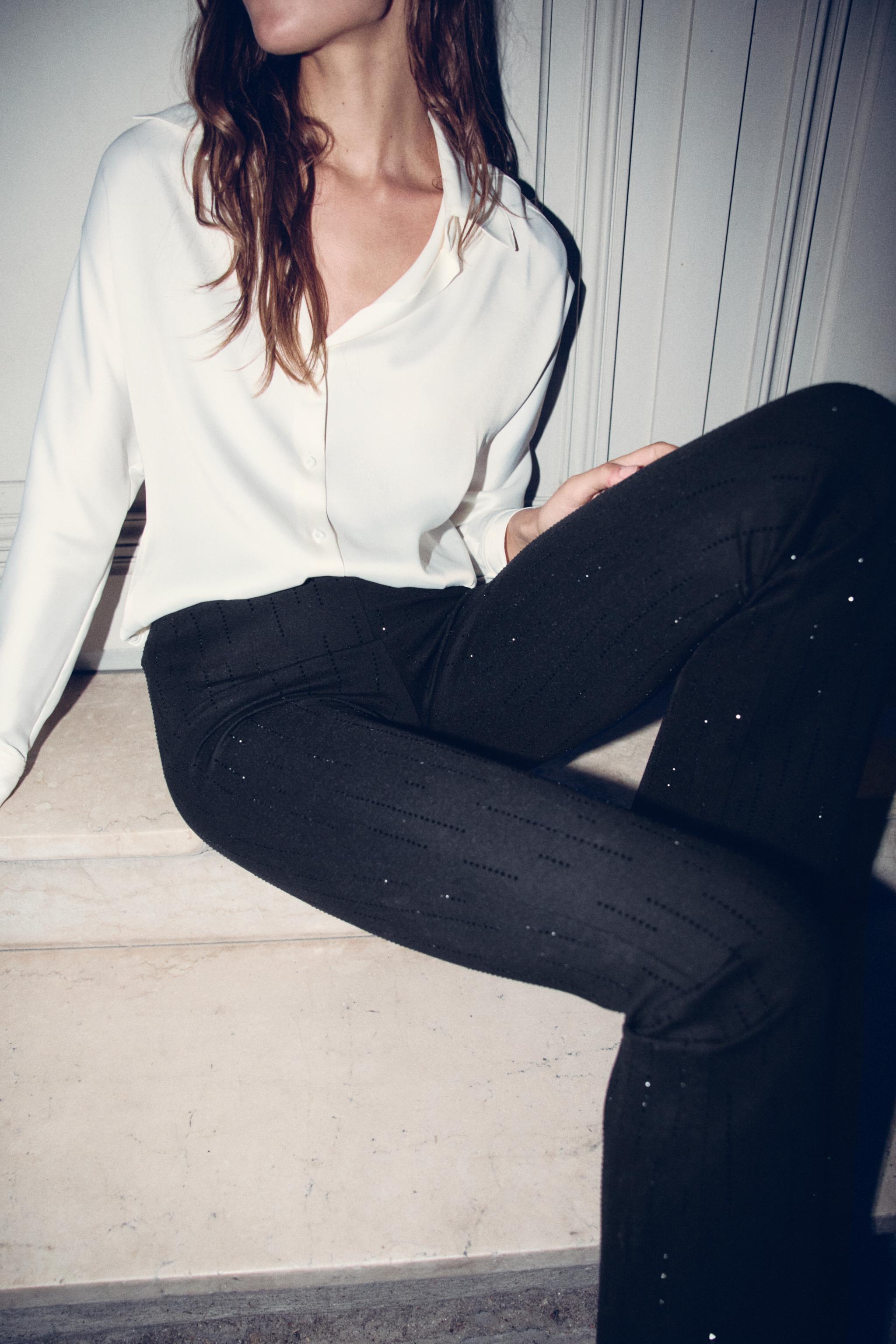 flare leggings with rhinestones