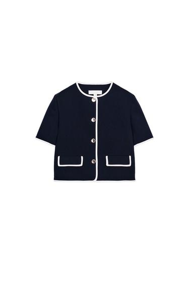 SHORT SLEEVE BLAZER - Navy blue by Zara