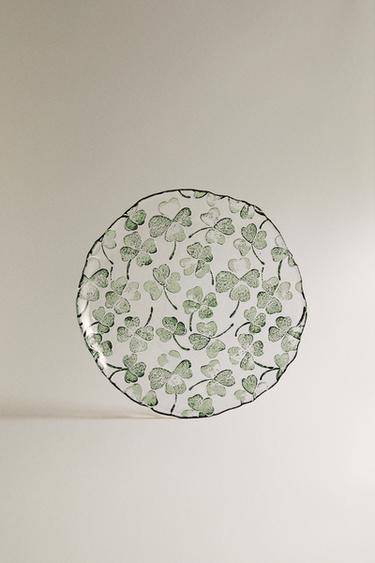 CLOVER GLASS DESSERT PLATE - Зелений Zara