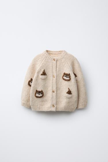 Zara ORAVAMUSTRIGA KOOTUD KARDIGAN - Light beige - Pilt 0