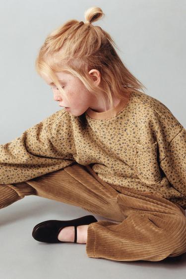 FLORAL SWEATSHIRT WITH LACE POCKET - Ochre by Zara